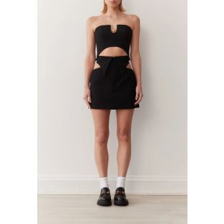 Lexi Black Cut-Out Collar Suiting Skirt