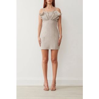 Evie Beige Suiting Mini Dress