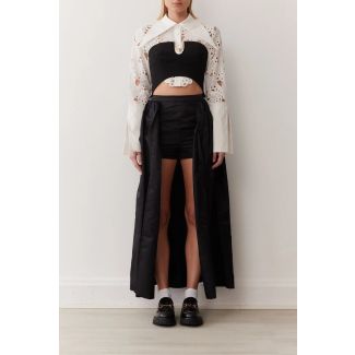 Romee Black Skort with Gathered Overlay