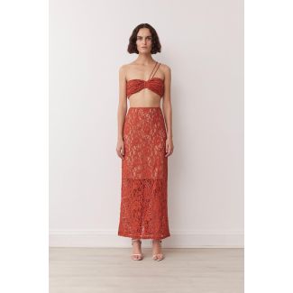 Saddlebrown Dakota Recycled Fabric Maxi Skirt Size S