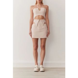 Lexi Bone Cut-Out Collar Suiting Skirt