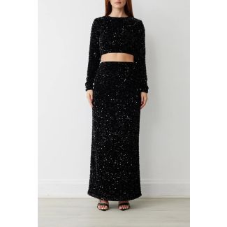 Black Dakota Recycled Fabric Maxi Skirt Size S