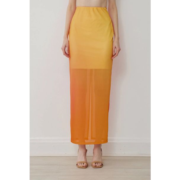 Zara Ombre Dusk Print Midi Skirt