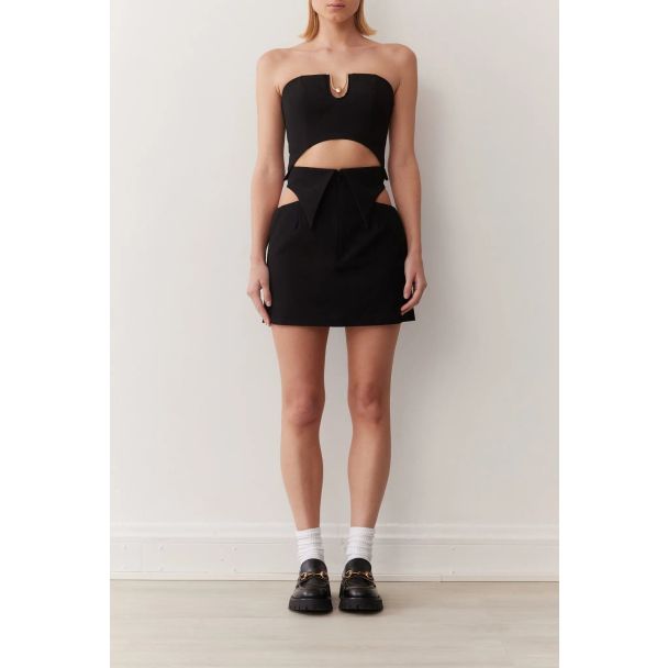 Lexi Black Cut-Out Collar Suiting Skirt