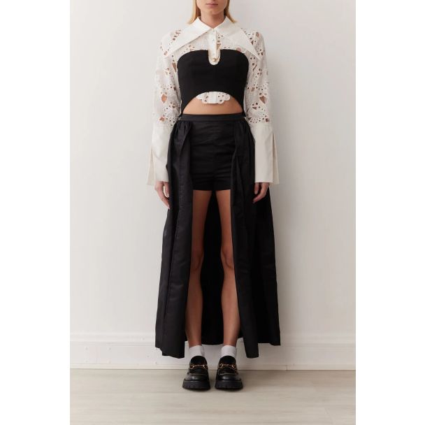 Romee Black Skort with Gathered Overlay