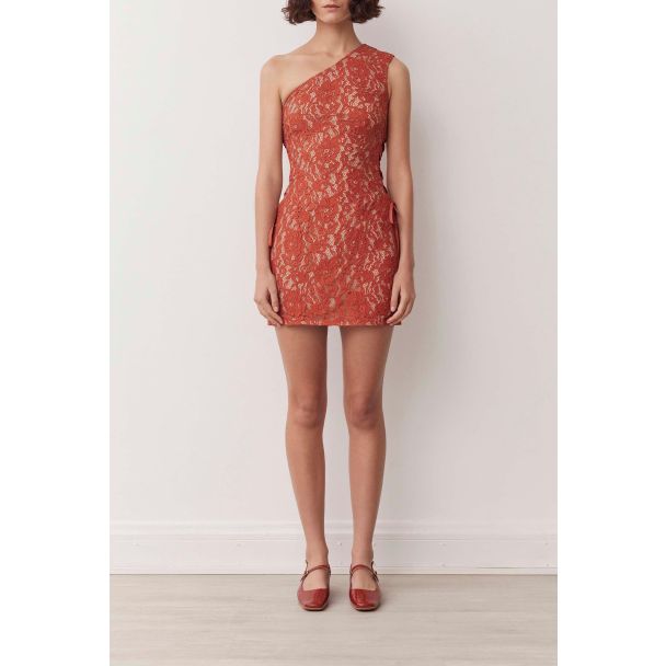 Aria Copper Lace Overlay Mini Dress